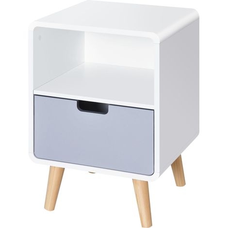 Table de nuit avec tiroir MDF et pin 40x38x58 cm