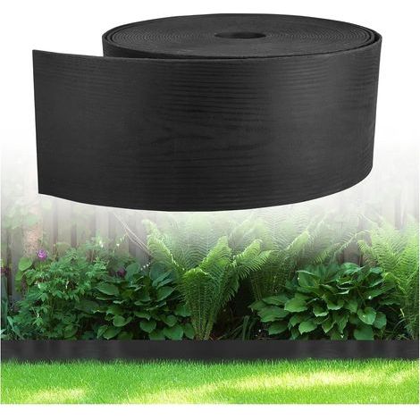 Flexible Rasenkante in Holzoptik – Kunststoff – Länge: 10 m – Höhe: 13 cm – Schwarz (1/5)