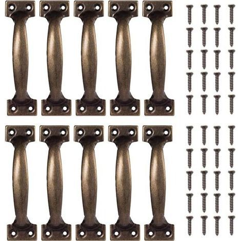 10-Piece Vintage Kitchen Cabinet Handles, Retro Bronze Door Knobs for Kitchen Cabinets (Bronze, 98x23mm) (1/4)