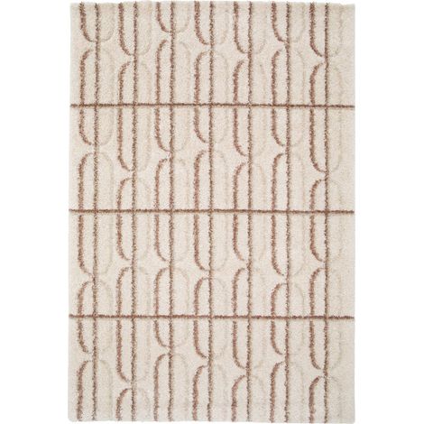 sweeek - Teppich für Indoor mit grafischem Muster in creme, rosa und braun - 200 x 290 cm (1/5)
