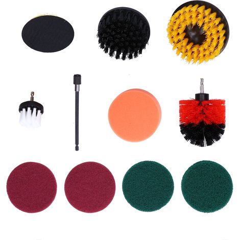 11 Pièces Accessoire de Brosse de Forage, Outil de Nettoyage de Mur de Tampon de Polissage D'épurateur de Puissance pour Les éviers de Carrelage Brique Céramique Marbre Sol Dépoussiérage (1/5)