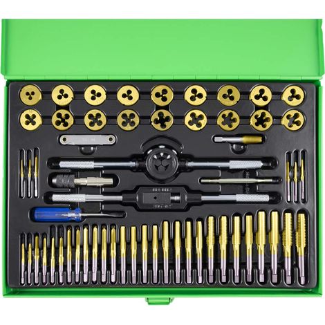 ESTUCHE MÉTRICO CON 58 PIEZAS DE MACHOS Y TERRAJAS RECUBIERTAS DE TITANIO  JBM50792 (1/4)
