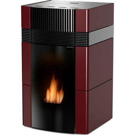 A++ Woody wasserführender Pelletofen 24 kW mit Bordeaux rot (1/5)