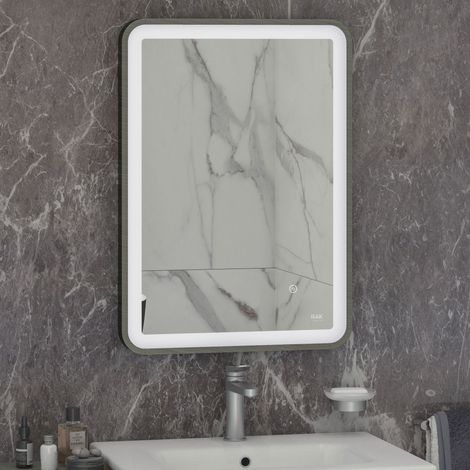 RAK Art Brushed Nickel 500mm x 700mm Soft Illuminated LED Mirror - RAKARTSFBN5001 (1/2)