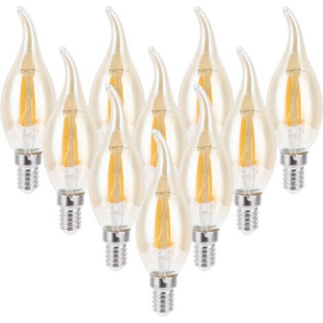 Ampoule LED à Filament doré C35, 2700K, 4W, Base E14, verre transparent, lumière blanche chaude, 220 à 240V, 10 pièces (1/4)