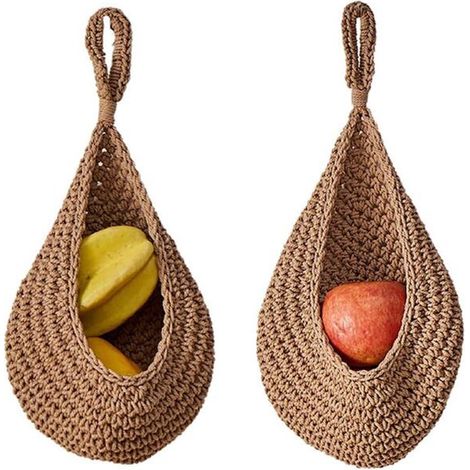 Cesto portaoggetti, 2 pezzi, cesti sospesi in cotone, cesto per frutta sospeso, scaffale multifunzionale da cucina per riporre frutta e verdura.
