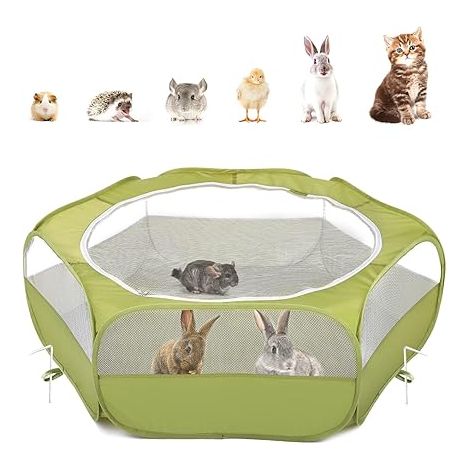 Parc Petits Animaux , Vert Tente avec fond et tiges pour lapins, poussins et chatons.