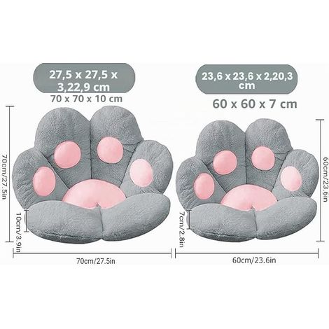 Cat Paw Cushion, Grey, 60 x 60 cm, Plush for Office Gaming Children Cute Design Filling PP Cotton Cover Washable Ergonomic Floor Seat for Home Sofa Soft Practical (1/4)