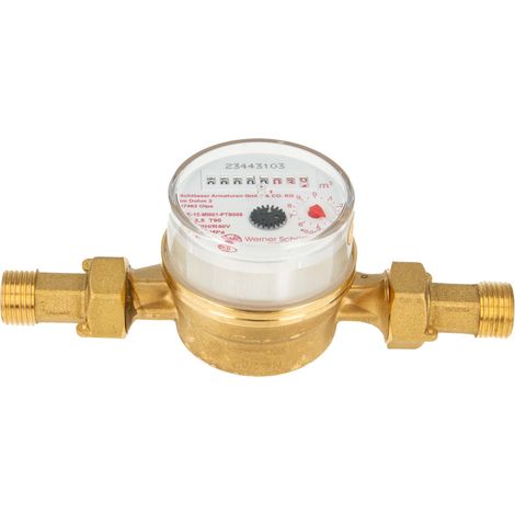 Einstrahlzähler ETK Kombi-Set (Warmwasser) bis 90 Grad Länge 110 mm, inkl. Verschraubung 3/4 Zoll x 1/2 Zoll AG (1/5)
