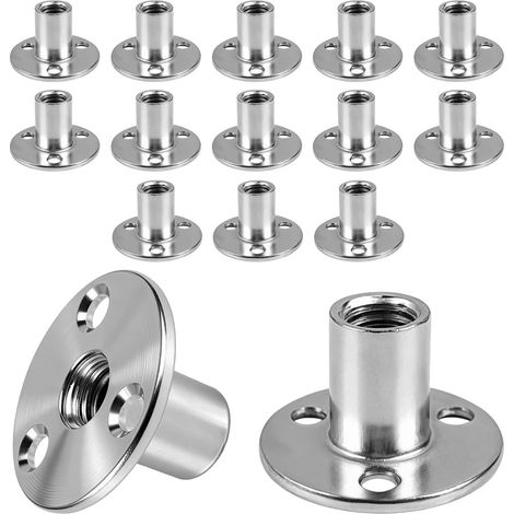 15 Pièces Écrous à Rainure en T 3 Trous M12, sûrs et Antidérapants, Écrou en t Perforé pour la Fixation de Meubles, en Acier, pour Établi, Table de Machine (Argent) (1/5)