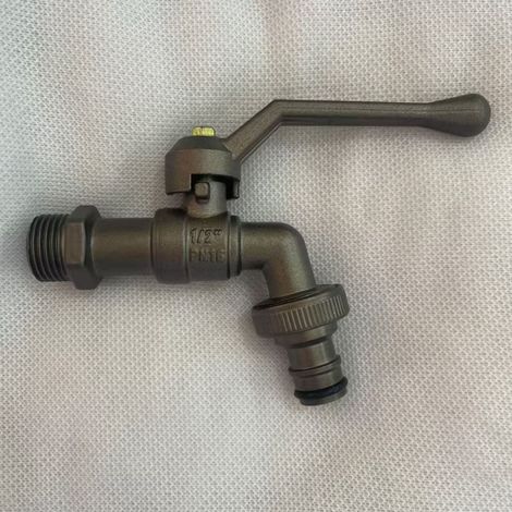 Robinet extérieur de haute qualité, antigel, tout en cuivre, débit élevé, adapté aux jardins et terrasses, double sortie à 4 points, et compatible avec les machines à laver -- Modèle gris en alliage à