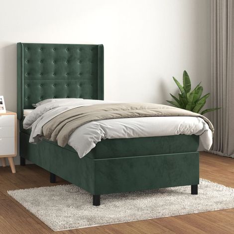 Boxspringbett mit Matratze Dunkelgrün 90x190 cm Samt vidaXL (1/5)