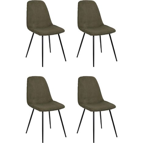 Lot de 4 Chaises Côtelé "Scott" 84cm Vert (1/5)