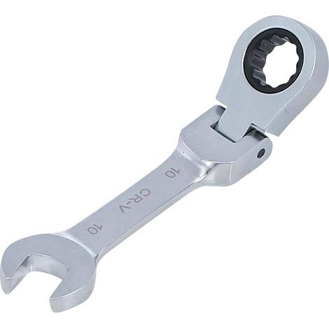 Clé Mixte à Cliquet Courte 10 mm - Acier, À Couder - Précision et Maniabilité, Zones Difficiles - D-Work