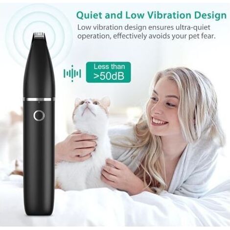 Tosatrice professionale per cani con batteria ricaricabile tramite USB, impermeabile, silenziosa e dotata di 2 testine di taglio per zampe e orecchie - Nera (1/4)