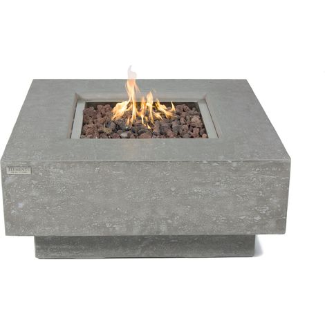 Table braséro à gaz Manhattan en béton fibré - 91x91x40 cm