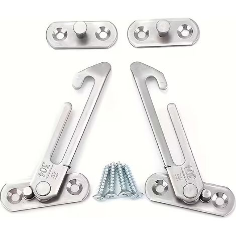 1 paire de supports de fenêtre réglables (paire de crochets de fixation gauche et droit) avec verrous pour armoires, dispositif de protection pour fenêtres, limiteur et positionneur (1/5)
