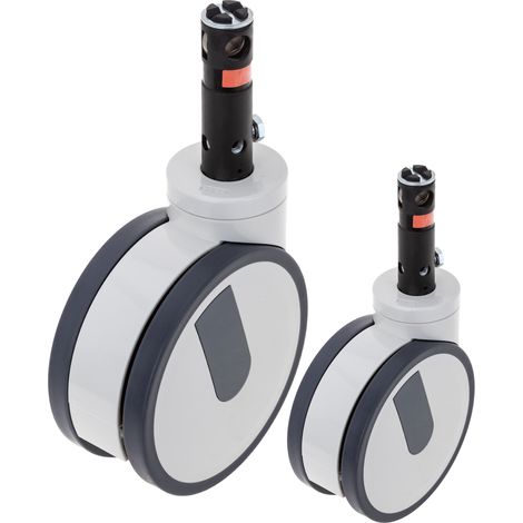 PrimeMatik - Roulettes doubles pivotantes à commande centrale pour lit médicalisé, serrage de type tige creuse, 150x70x185mm 2-pack (1/5)