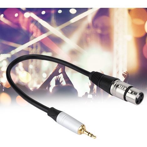Câble adaptateur 3.5mm mâle vers XLR femelle stéréo, 0.3m, pour connexion audio professionnelle (1/4)