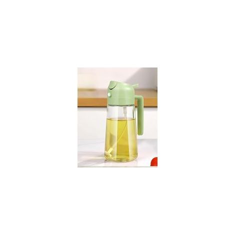 DJA1018-01 Bottiglia spray per olio in vetro 2 in 1 – Vaporizzatore e beccuccio versatore per la cucina e il controllo delle porzioni 470 ml Verde (1/5)