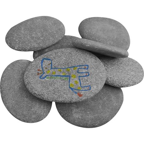 Lot de 10 pierres plates à peindre - 7 à 9 cm - Grands galets lisses - Pierres décoratives naturelles - Pour mandala, jardin zen, pots de fleurs et aquariums (1/5)