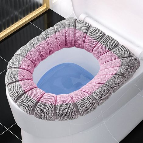 Couvre-Abattant De Toilette Universel - Épais - Avec Poignée - Lavable En Machine - Pour Saisons Toutes - Polyester - Taille Unique (1/5)