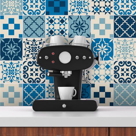 Sticker Mural Carrelage adhésif Cuisine Salle de Bain - 30 STICKERS CARRELAGES AZULEJOS HENRIETA - 30stickers10x10cm (1/5)