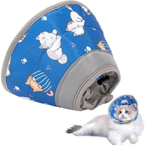 Collare protettivo per cani - Collare protettivo per gatti - Collare morbido per animali domestici - Collare anti-leccamento per gatti - Per gatti e cani di piccola taglia - Blu - Taglia S (1/5)