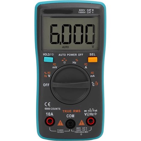 Multimètre numérique ZT102 6000, testeur de tension et de courant portable à sélection automatique de la gamme, dédié aux tests électriques (1/5)