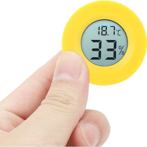 Mini thermomètre-hygromètre numérique circulaire intégré à écran LCD, indicateur de température et d'humidité, intérieur, jaune (1/5)