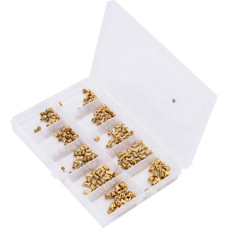 Kit d'assortiment de 280 écrous moletés en laiton avec insert fileté M2, M2.5 et M3 (1/5)