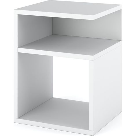 Mesita de noche moderna blanca de 30 cm, mesa auxiliar para dormitorio, mueble auxiliar. (1/5)
