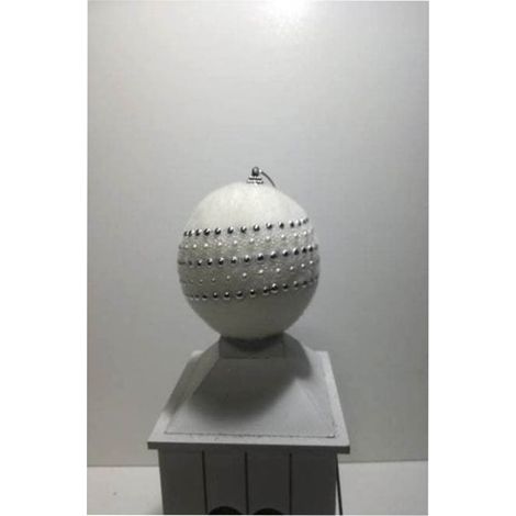 Palline bianca con perle da decorazioni addobbi natalizi per albero di natale d 10 cm (1/5)