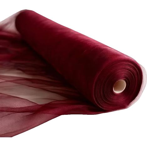 Tessuto di tulle, lunghezza 50 m, tinta unita, rosso vino, 30 cm x 5000 cm (1/2)