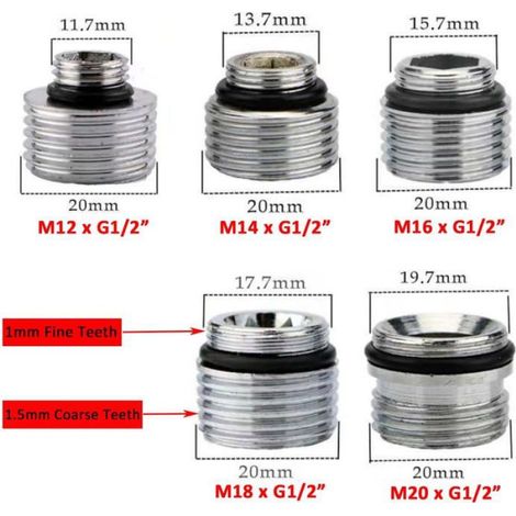 Adaptateur Robinet - M16 x G1/2 - Pour Aérateur Évier et Purificateur Eau - 2 Pièces