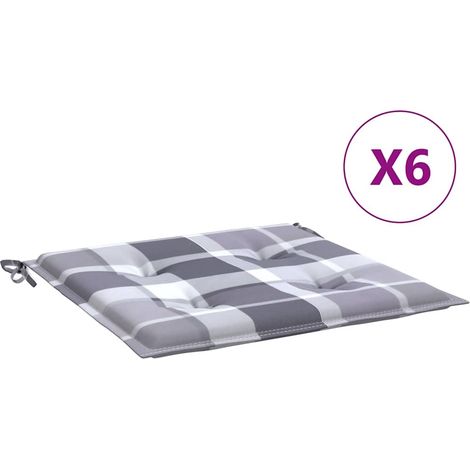 Maison Exclusive - Gartenstuhl-Kissen 6 Stk. Grau Karomuster 40x4 (1/5)
