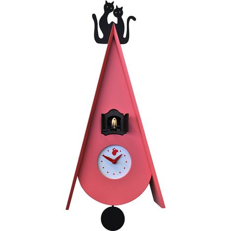 Orologio a Cucù da Parete 25X55X11Cm Pirondini Italia Gattini Viola Erika