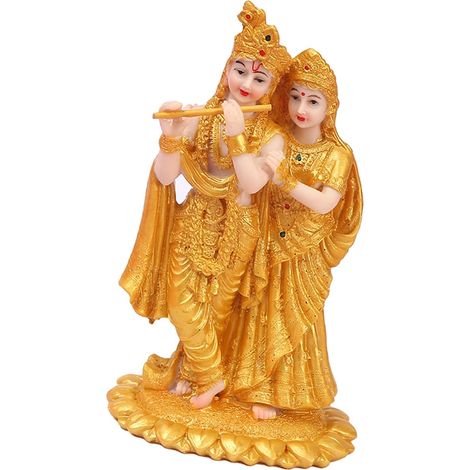 Statue Hindoue - Résine - Posée Sur Lotus - Hauteur 18,8 cm - Décor D'autel De Bureau Ou De Jardin - 1 Pièce (1/5)