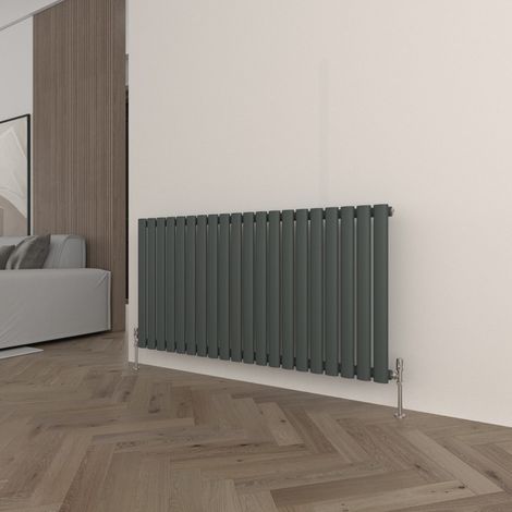 T&K Horizontal Anthracite Single Radiator Oval Column Designer 600x1180mm Modern Central Heating Rads (1/5)