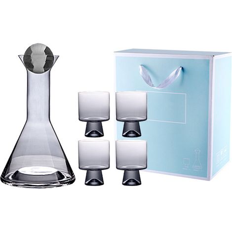 Ensemble de verres rétro : carafe à eau en verre épais de grande capacité, avec verre inclus. (1/5)