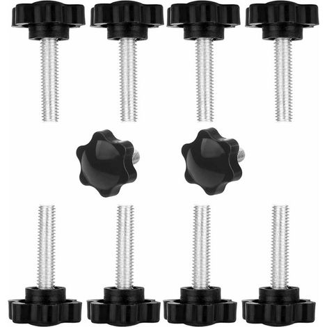 10 viti con maniglia a stella, viti a testa zigrinata Increway, serraggio filettato M6x40 Manopola in plastica nera Manopola a forma di stella Vite sulla manopola, per macchine utensili, macchine, ind (1/5)