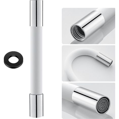 Manguera de extensión flexible de silicona con junta hermética y cabezal rociador de 360° para grifo. (1/5)