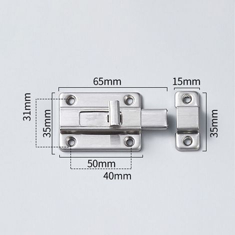Jeu de 2 boulons de porte, serrure de porte antivol en acier inoxydable (1/5)