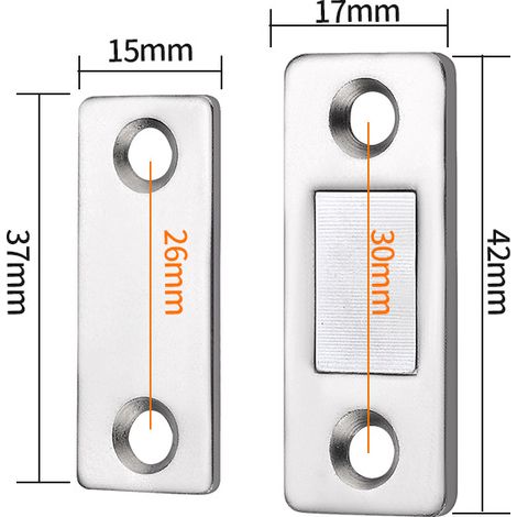 Sollbry 4 ensembles Loquet Magnetique Très Mince Loquets Magnétiques à Coller Aimant Fermeture Adhésif Meuble Aimant Puissant pour Porte Coulissante Tiroirs Fenêtre Aimanté Armoire（4217mm） (1/4)