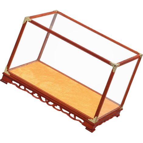 Boîte D’Exposition Transparente en Verre Support en Bois Massif Rouge Dimensions 19X14X14 CM Vitrine Multifonctionnelle pour Objets Artisanaux Présentoir de Bureau et Boîte de (1/5)