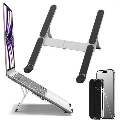 Laptopständer für unterwegs – höhenverstellbar – belüftet – faltbar – tragbar – ergonomische Laptop-Erhöhung – 11–17,3 Zoll (1/3)