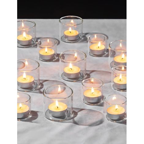 Lot de 12 photophore Verre Transparent, 2 Tailles (1/5)