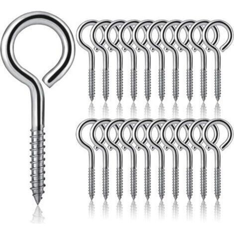 20 Pièces Vis à œillets M5 x 65 Crochets à Vis en Acier Inoxydable 304 Piton à Visser Crochet a Visser Piton à Vis Crochets Métalliques Autotaraudants pour Bricolage, Travaux Manuels, Cadres en Bois (1/4)