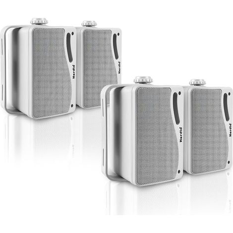 3.5 Inch Waterproof Passive Outdoor Wired Speakers Wall Mounted 400W Sound All-Weather Durability for Patio, Garden, Boat, Garage, Home Interior (4-Piece, White) (1/5)