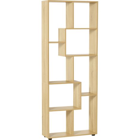 Libreria, libreria alta, divisorio moderno per ambienti, mobile contenitore a 8 cubi, scaffale autoportante per soggiorno, camera da letto, ufficio, 70 x 24 x 178 cm, naturale